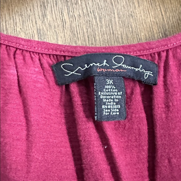 French laundry Dark Burgundy Embroidered Blouse plus 3x - Picture 2 of 5